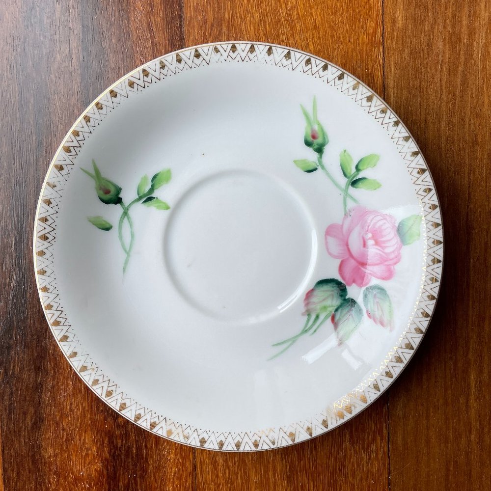Vintage Merit Occupied Japan Pink Rose Saucer for Tea Cup